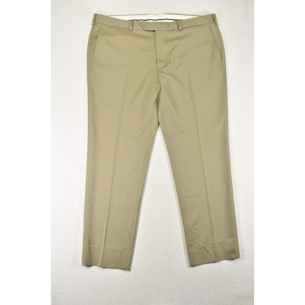 Brooks Brothers Regent Wool Dress Pants 42x30 Khaki Slacks Flat Front Trousers